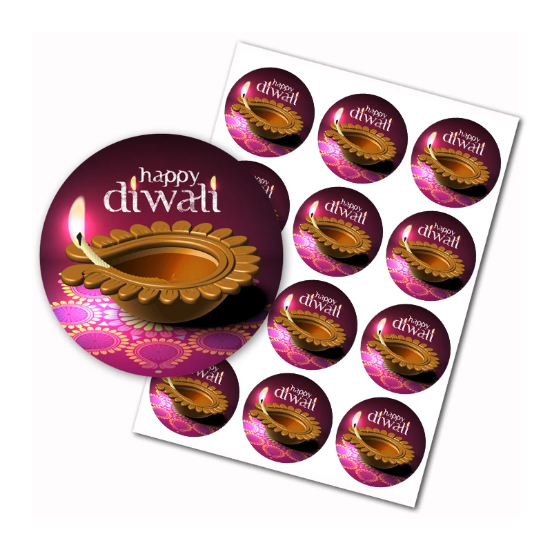 Happiness Happy Diwali - Light Festival Party Round Candy Sticker Gift - Chocolate candy Label .Order 2