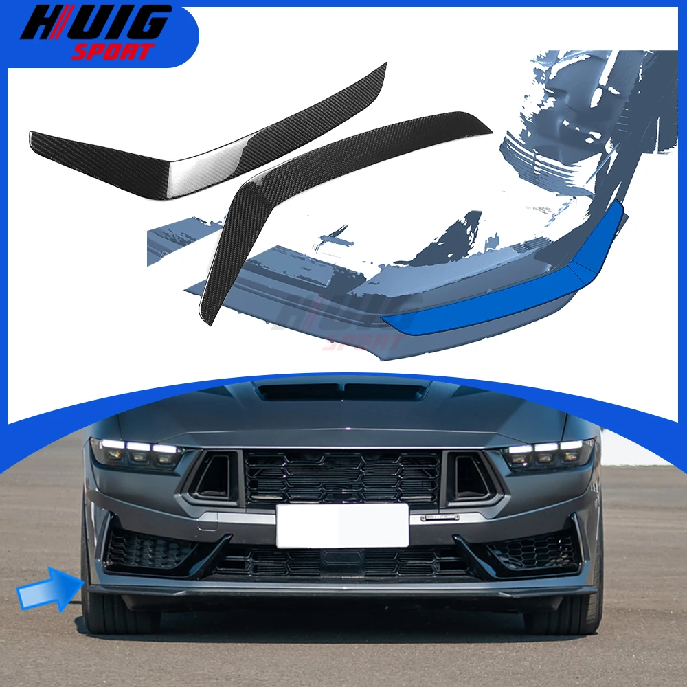 

For Ford Mustang Dark Horse S650 2024 Carbon Fiber Exterior Car Front Bumper Lower Splitte Side Air Panel Cover Trim Accessories