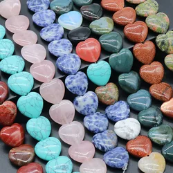20mm Natural Stone Beads Heart Shape Rose Quartzs India Agate Loose Beaded for Making DIY Jewerly Necklace Accessories