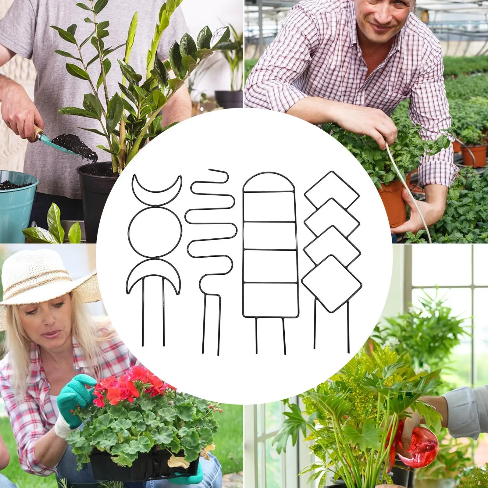 Treliça para plantas de escalada, treliça de metal interna, suporta plantas em vasos, plantas de casa de metal, cultivo de estruturas de obelisco para
