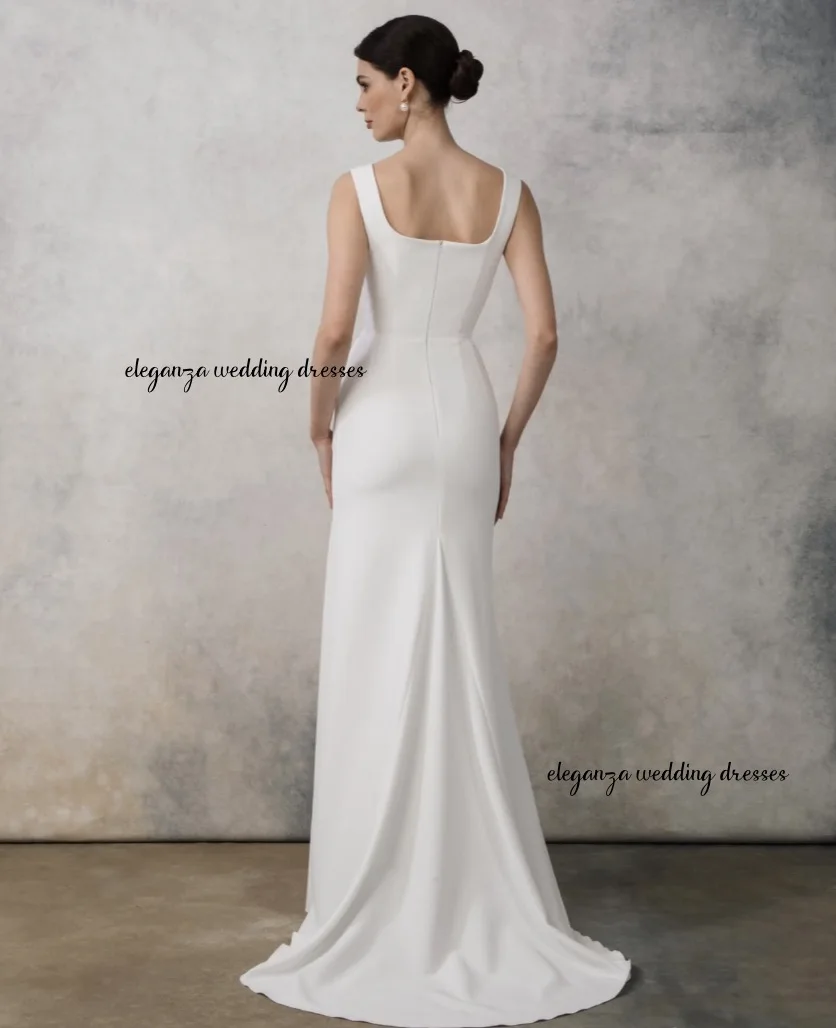 Gaun Pengantin Putri Duyung Satin Elegan Kustom dengan Kerah Persegi dan Tali Bahu Tipis untuk Wanita Vestido De Novia 2025