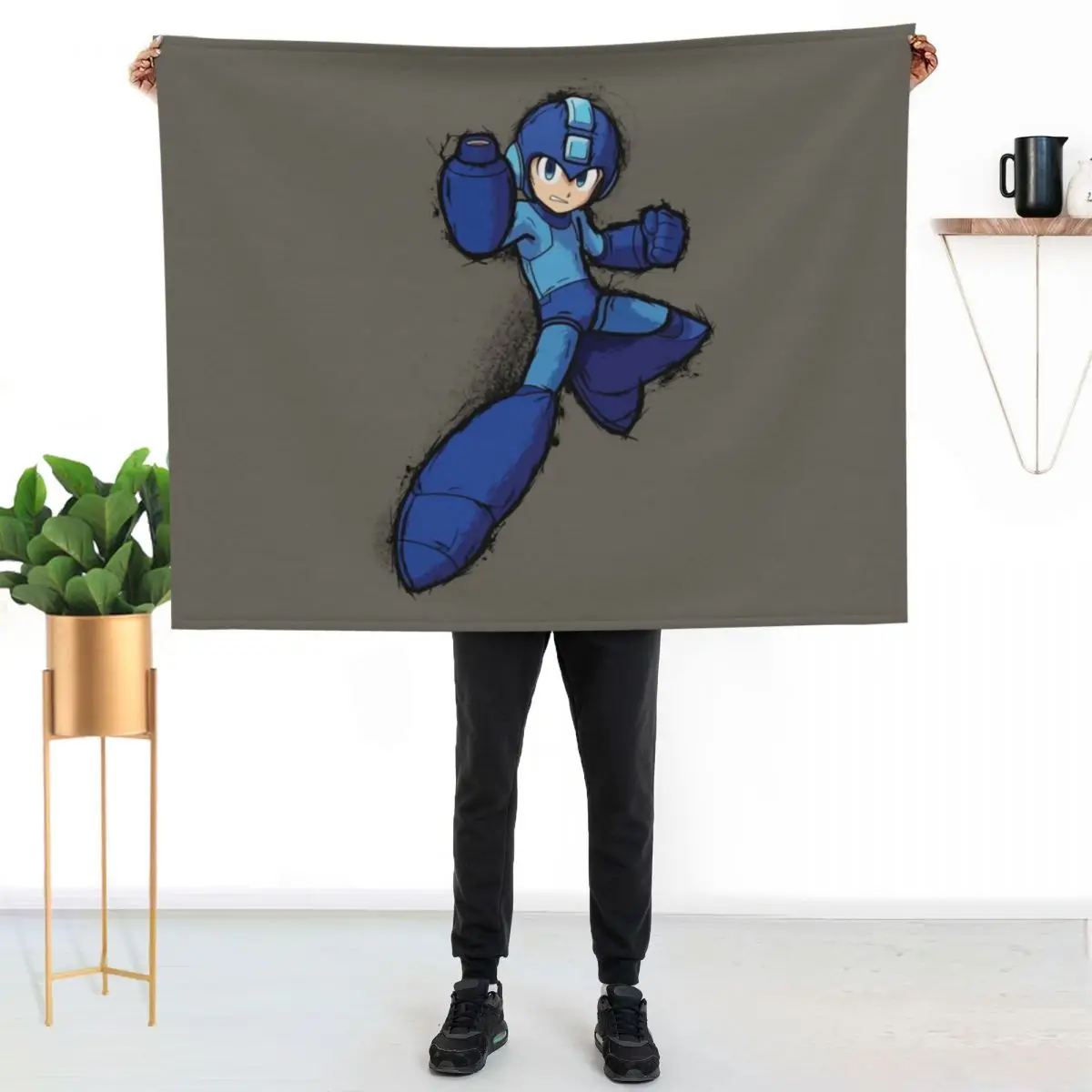 Megaman vintage inked Throw Blanket Hairys Quilt Multi-Purpose Flannel Cute Plaid Comforter Blankets