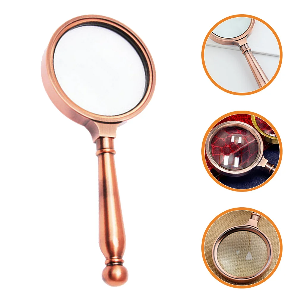 

Portable Handheld Magnifying Glass Retro Design Reading Magnifier for Elderly Newspaper Book Jewelry Photography Decorative Use