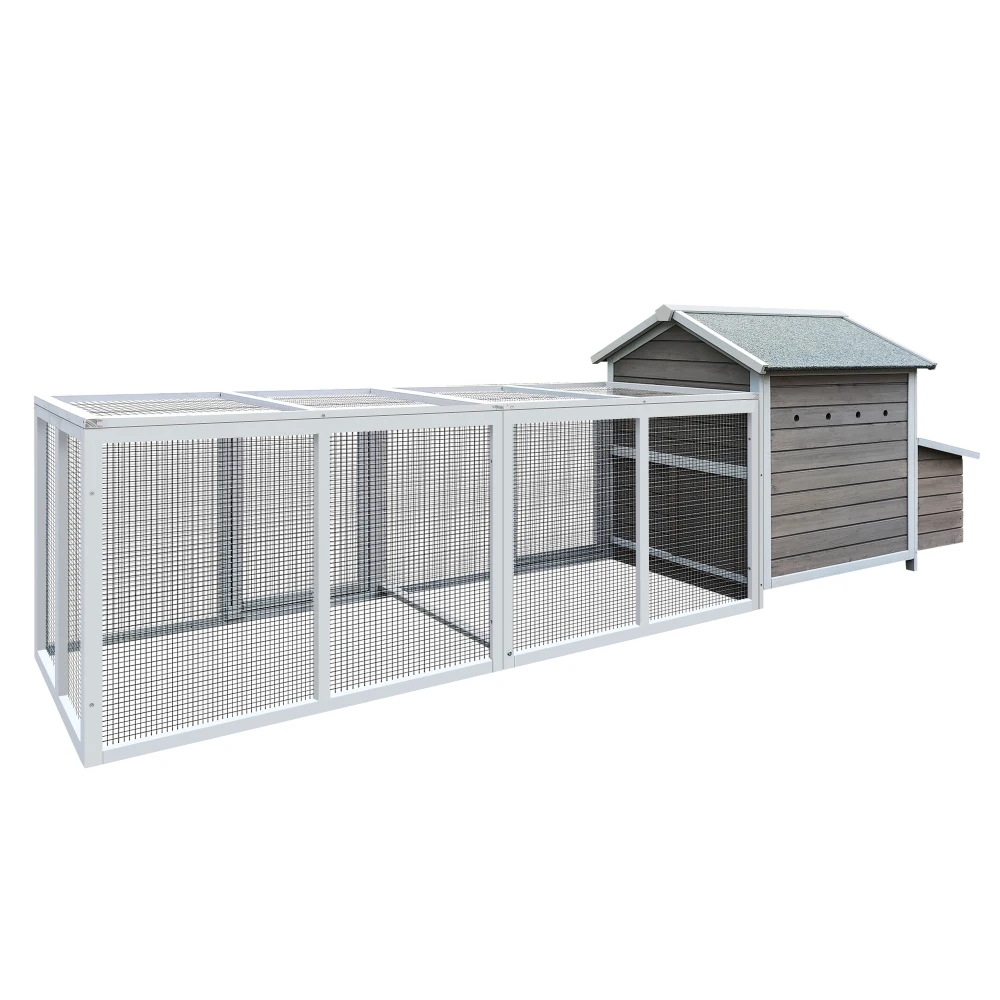 118＂Wooden Chicken Coop Outdoor Hen House Poultry Cage with Free-range Doors, Nesting Box,Leakproof Pull-on Tray Chicken Coop