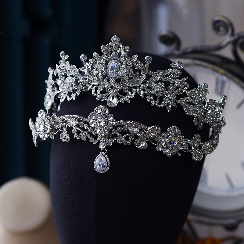 

Baroque Oversize Bridal Headbands, Crystal Tiara Headpieces, Wedding Hair Accessory, Prom Headwear