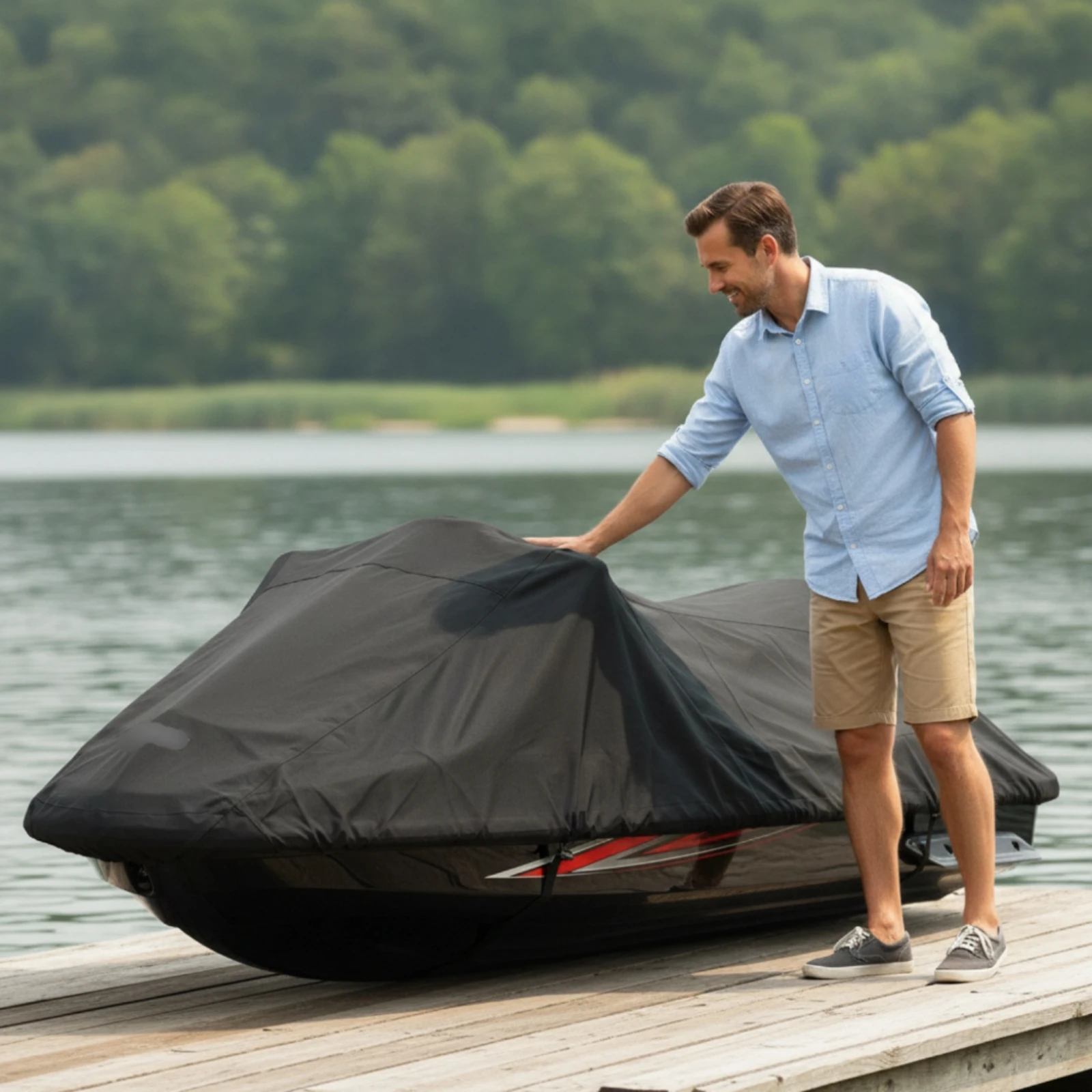Motorboat Cover with Oxford Material Waterproof Motorboat Cover Heavy Duty Full Protection for Boat Owners, Outdoor Storage