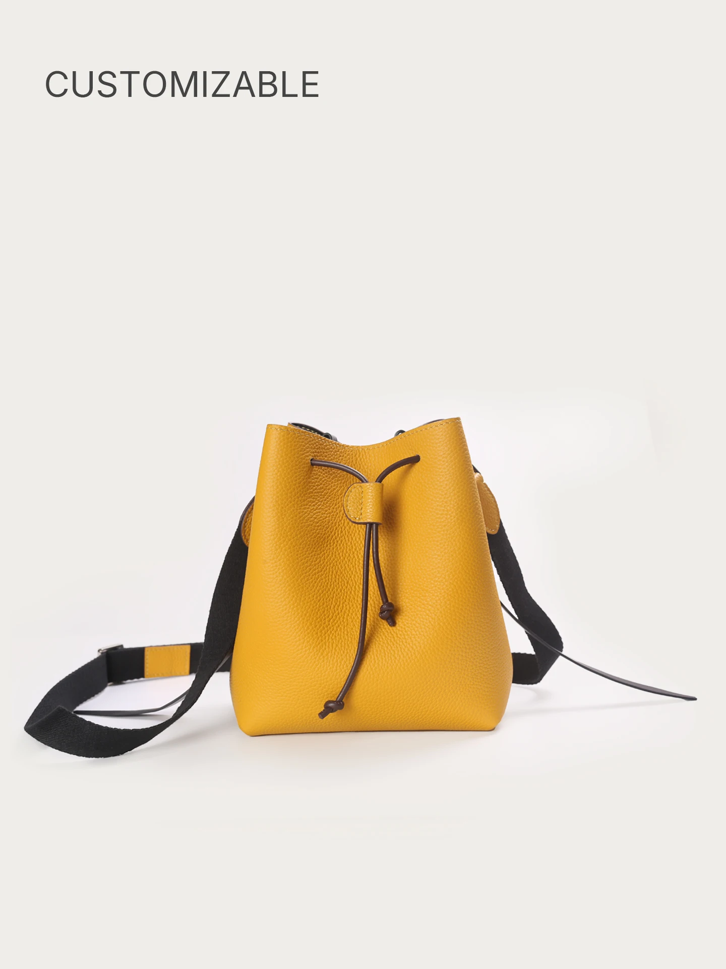 Customizable Leather Drawstring Shoulder Bag for Women and Men  Adjustable Strap  Designer Cinch Crossbody Bag  Personalized Gif