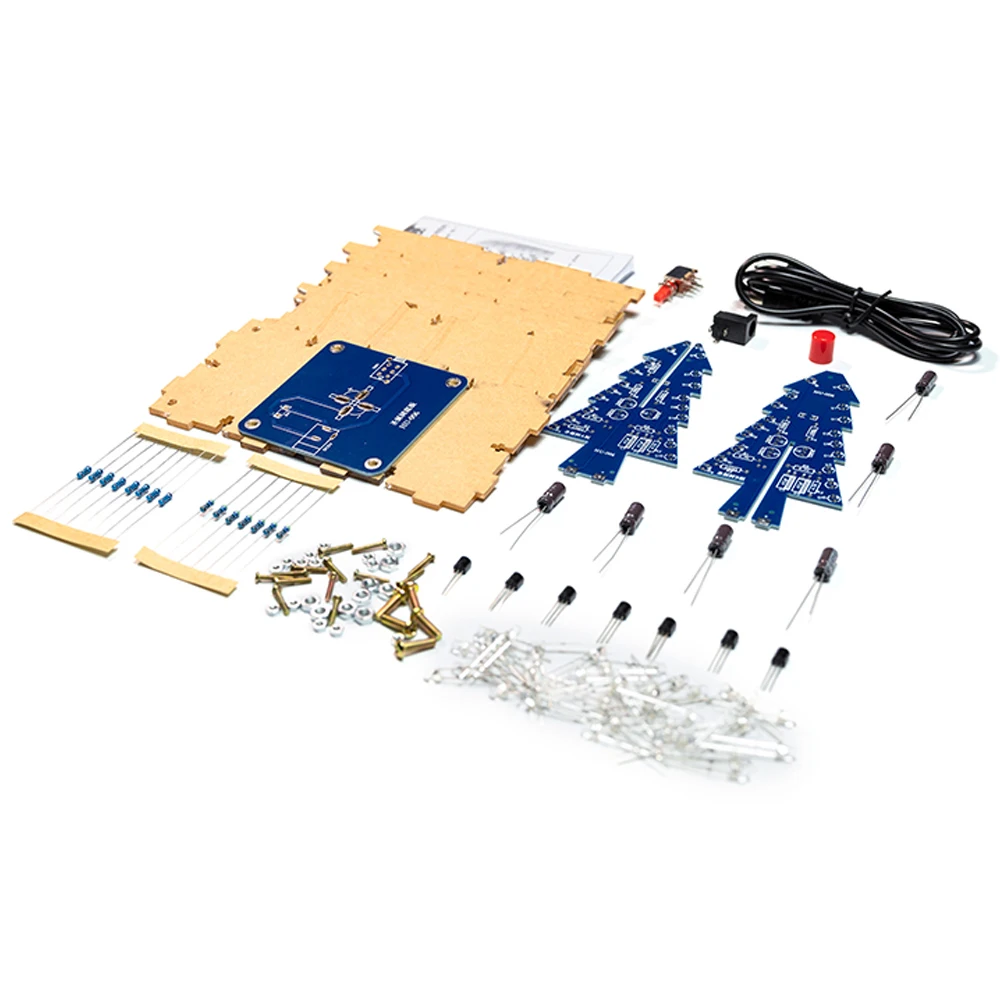 LED DIY Electronic Kit Colourful Christmas Tree Diy Soldering Kit Project With Shell DC 5V USB Power Supply