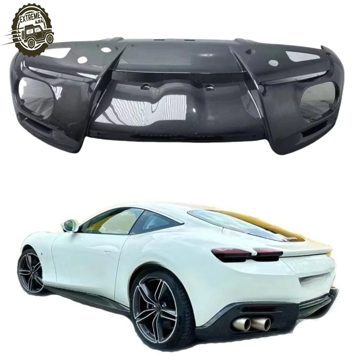 Car Exterior Accessories OEM Style Dry Carbon Fiber Rear Bumper Lip Rear Lip Diffuser Body Kit for Ferrari ROMA  Auto Parts