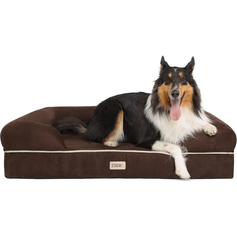 

X-Large Dog Bed, Orthopedic Dog Sofa Memory Foam Mattress, Calming Dog Couch Bed, Wall Rim Pillow, Water Resista