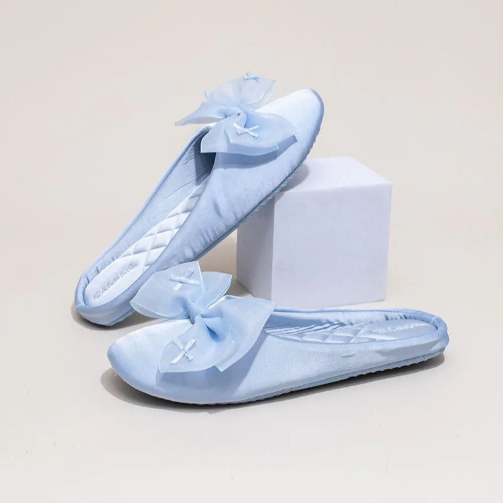 Comfortable Women's Slippers for Autumn Indoor Home on Wooden Floors Silent Soft Sole Non Slip and Fashionable Bowknot Design