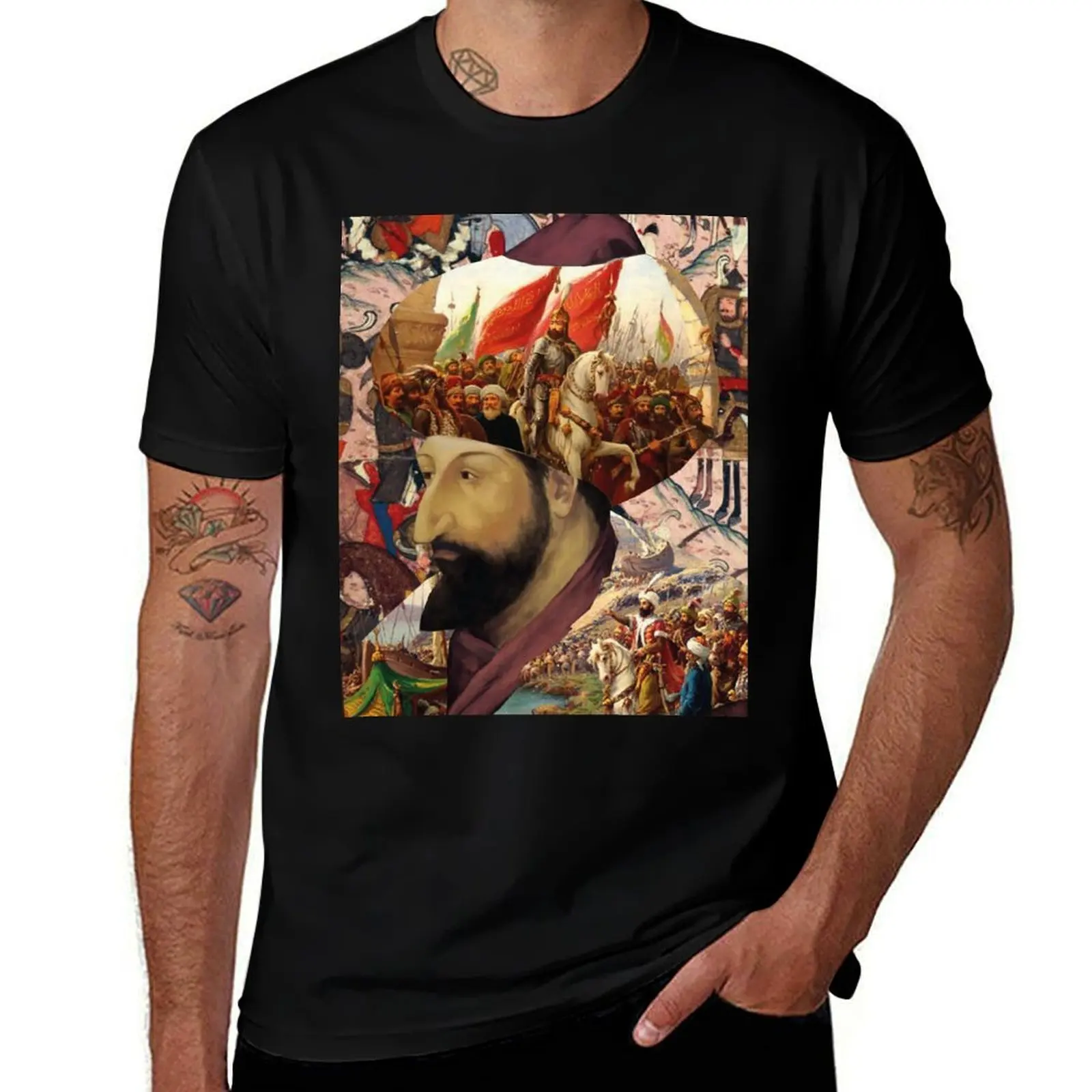 Fatih Sultan Mehmet Collage T-Shirt Non-Shrink Basic Cotton T-Shirt