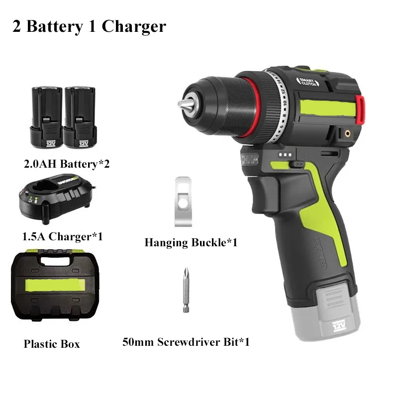 Wu135 Cordless Electric Drill 12V 50nm 1800rpm 2-speed Adjust Metalworking