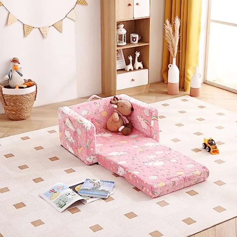 Sedia Divano Pieghevole per bambini Comoda sedia 2in1 Divano in peluche Pieghevole Bracciolo per bambini Divano a sdraio Divani da gioco convertibili a letto per
