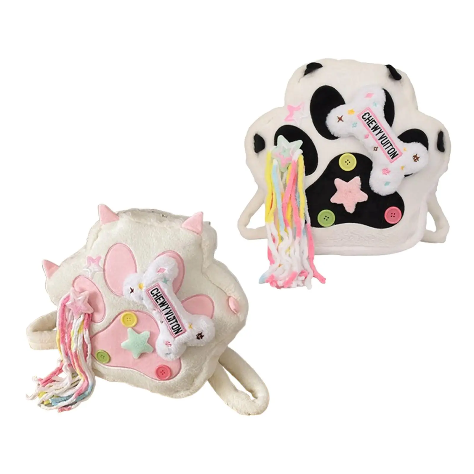 Mochila de felpa de dibujos animados, bolso versátil para estudiantes con forma de garra de gato