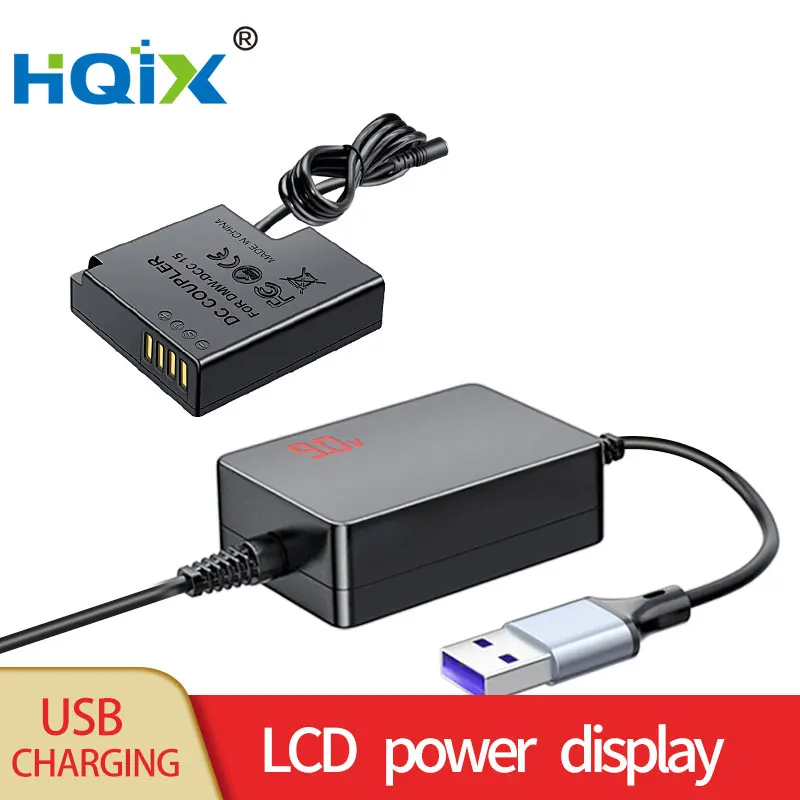 HQIX for Panasoinc DMC-GM1LX10 GM5 LX15 GF7 GM1S BLH7E GM1 DC-GX850 GF9 GF10 Camera DMW-BLH7E Virtual Battery USB Power Adapter