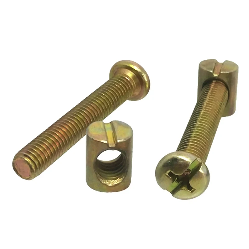 (5 Set) M8 Furniture Hardware Screws Child Bed Accessories Screw through Hole Nut Bookcase Angle Flat Head Hammer Head Nut