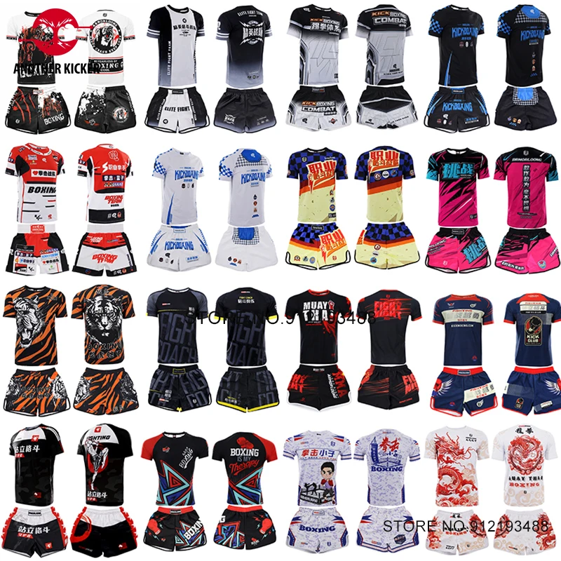 

Bo And T Shirt Set Muay Thai Shorts Men Women Quick Dry Fighting Kickbo Pants Gym Martial Arts Training Uniform