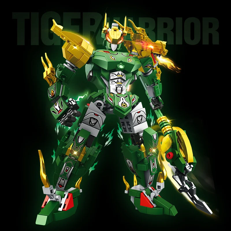 2in 1 Mecha Warrior تحويل روبوت اللبنات بطل السوبر الأخضر الحصان الحيوان الطوب الاطفال لتقوم بها بنفسك تجميع لعبة هدية الكريسماس #5