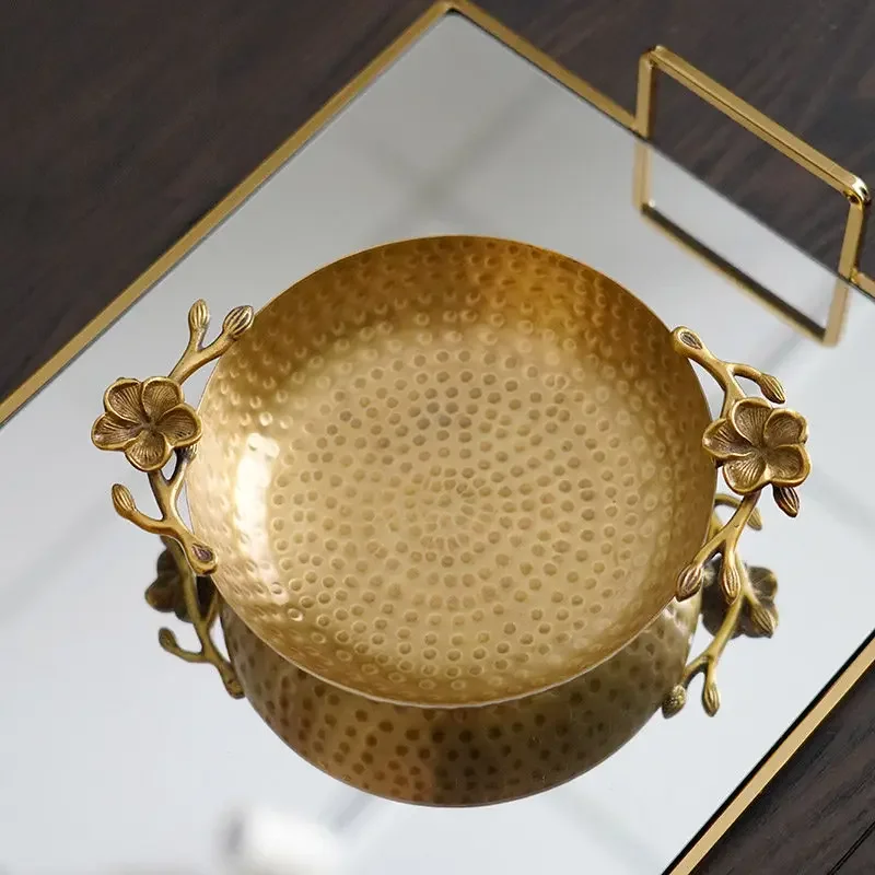 Limited Offer NEW Handmade Hammer Pattern Plum Blossom Retro Storage Decorative Fruit Plate Jewelry Plate Creative Light Luxu