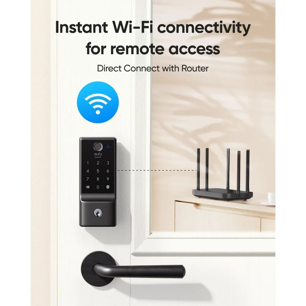 Smart Lock C220, Fingerprint Keyless Entry Door Lock, Built-in Wi-Fi, App Remote Control, Front Door Smart Lock Deadbolt, 8Mont