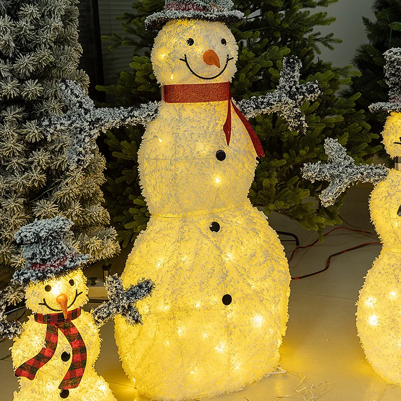 단조 철 크리스마스 눈사람 장식품 장면 장식 대형 조명 쇼핑몰