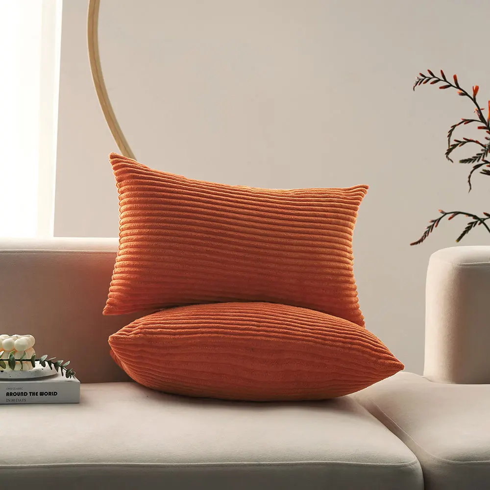 Orange Rectangle Cushion Cover Ultra Soft Corduroy Pillowcase Comfortable Living Room Sofa Throw Pillow Cover 30x50 Funda Cojin