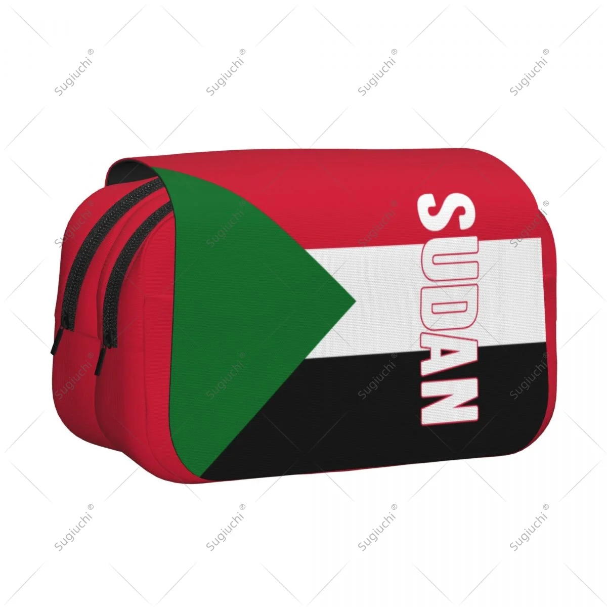 مقلمة مقص أكياس ثلاثية الأبعاد علم السودان طبقة مزدوجة أكسفورد القماش القرطاسية تخزين صندوق القلم #1