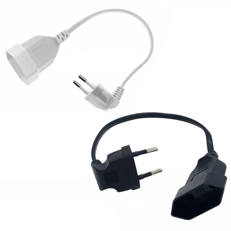 Europea 90 Degree Male Plug To Female Socket Power Extension Cable For PC Computer PDU 0.3m/0.6m/1.8m EU 2Prong Bend Angled Cord