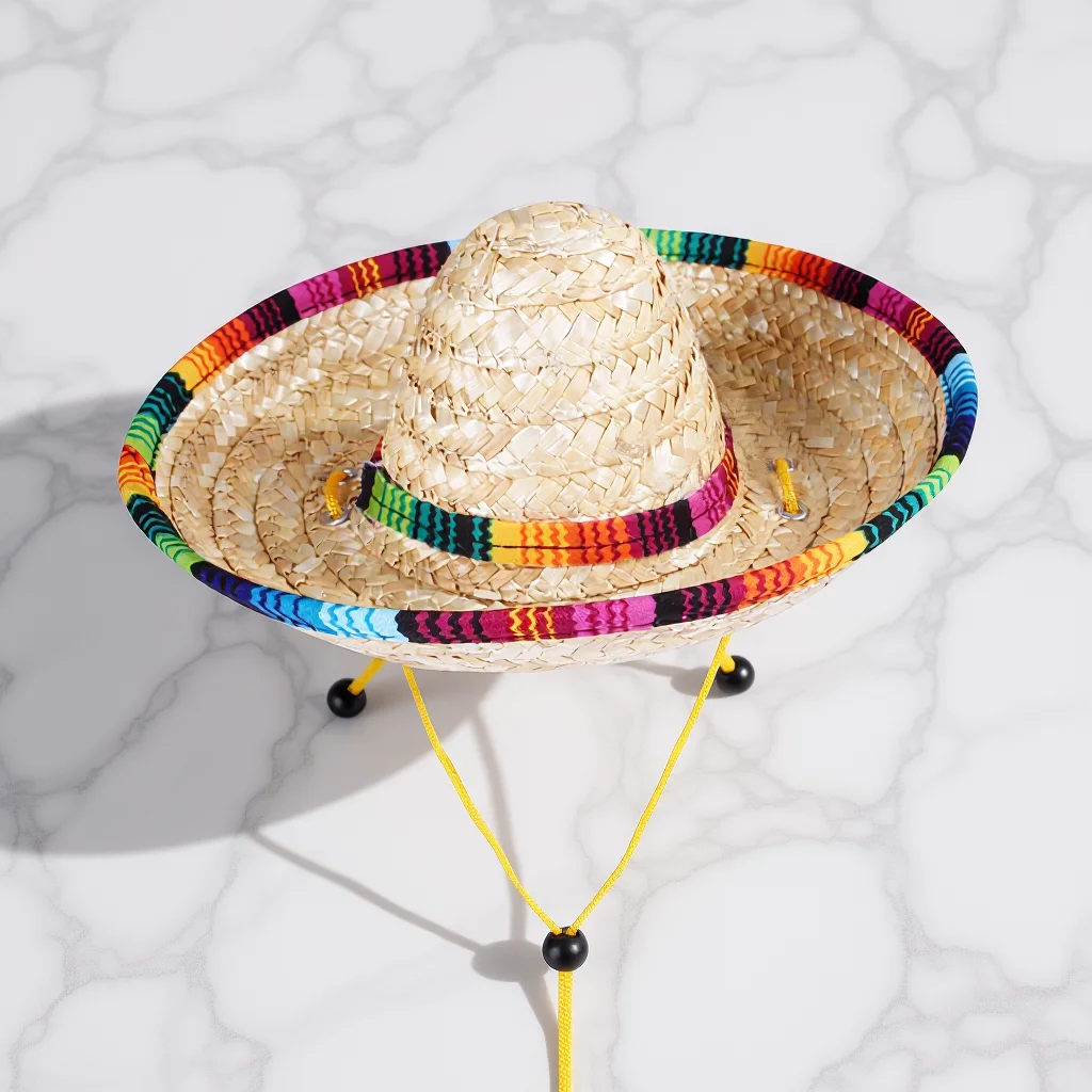 

1pc Pet Straw Hat Beige S Adjustable Breathable Sun Protection For Outdoor Fishing Walking Camping Mexico Style Dog Cat Pet