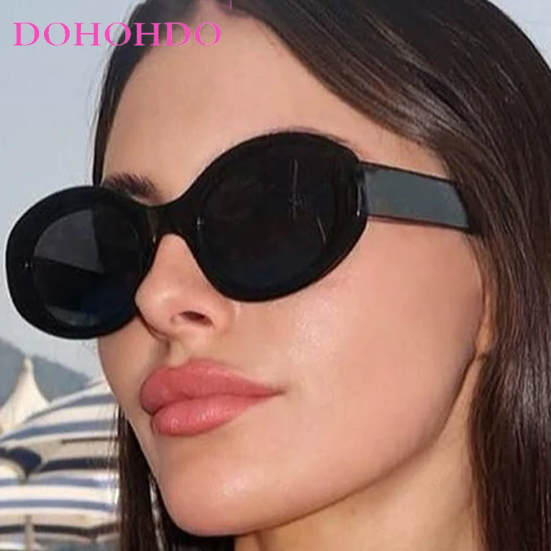 

Vintage Brand Designer Oval Thick Frame Sunglasses For Women Trending Men Sun Glasses Drive Travel UV400 Shade Eyewear Lentes