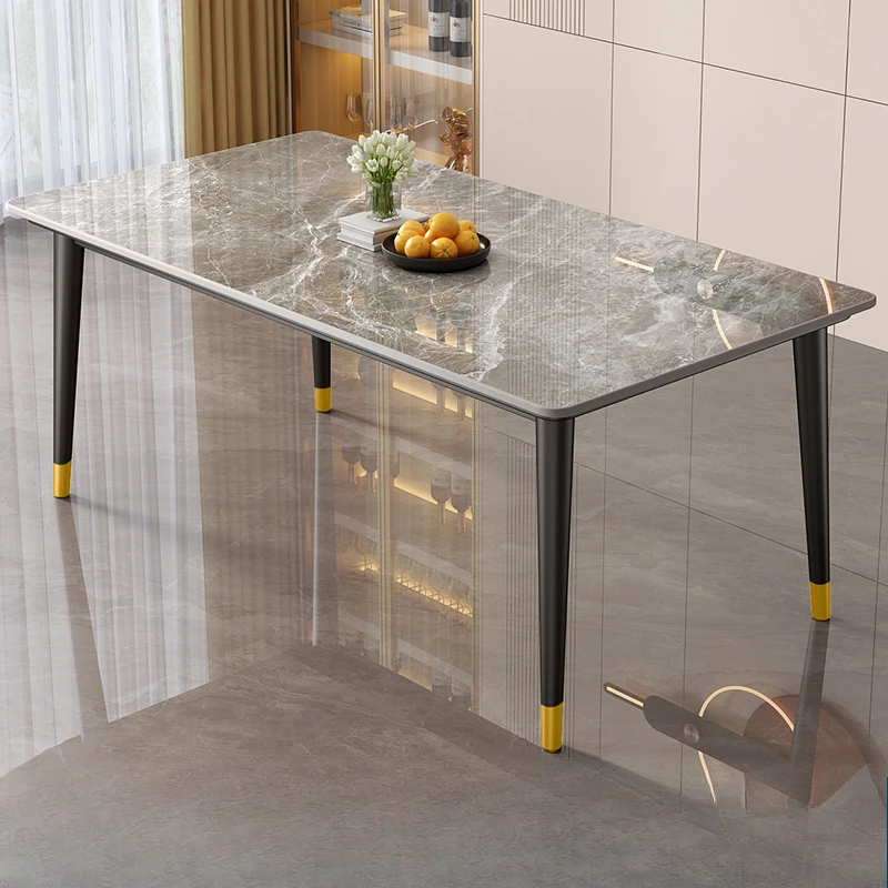 Dining Table Rock Slab Small-sized Household Modern Simple Light Luxury Living Room Rectangular Dining Table Dining Table Chairs