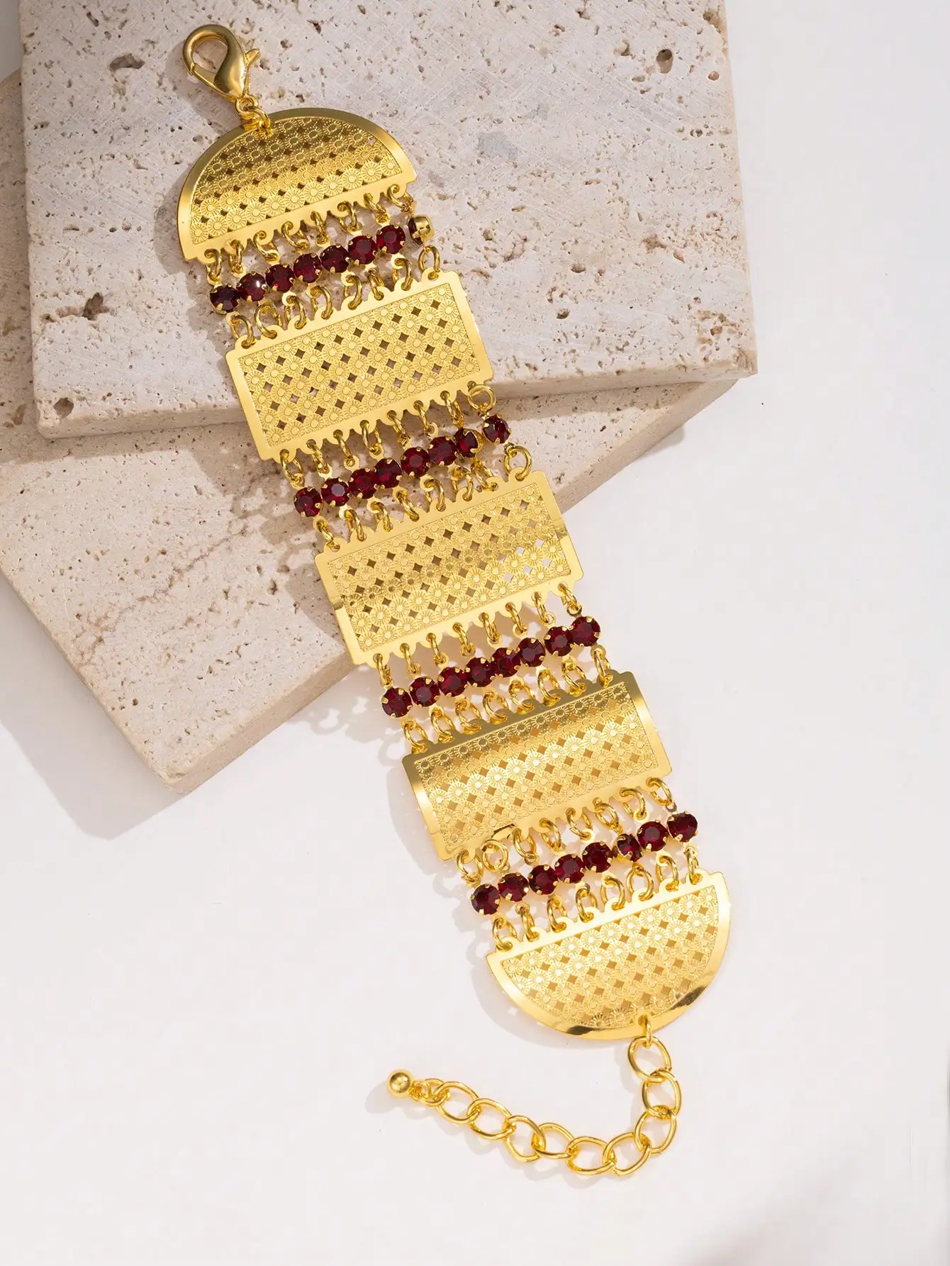 Gold Iron Alloy Arabic Muslim Scripture Bracelet Ethnic Charm Middle East Jewelry for Women Girls Masculina Bijoux