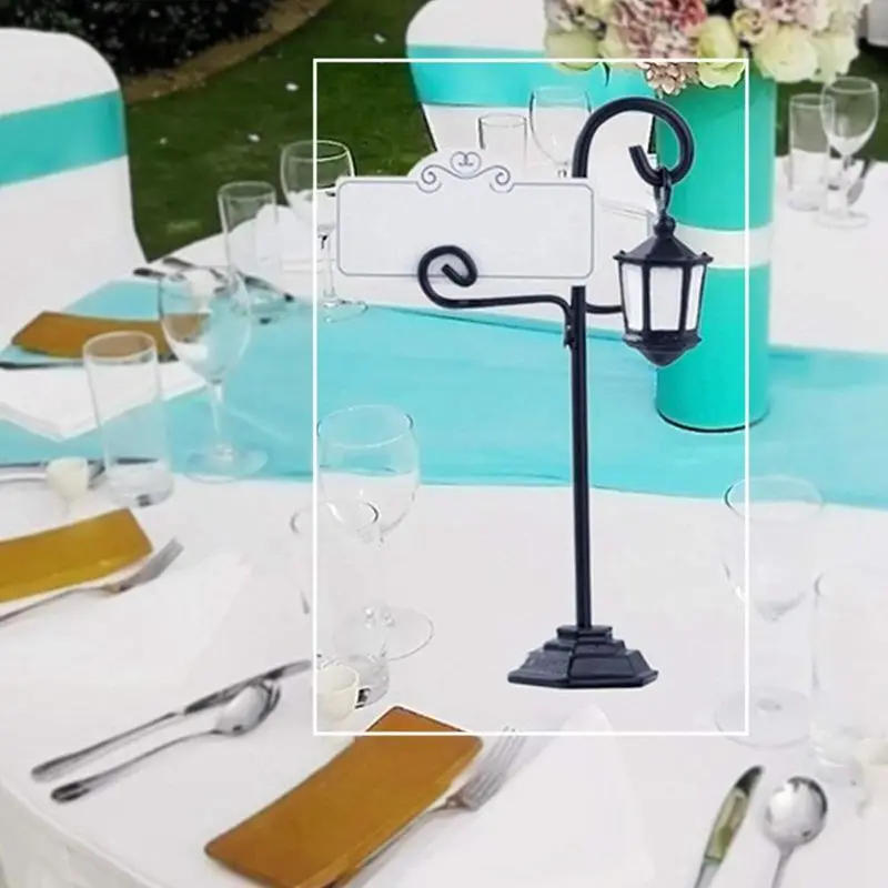 5 PCS Streetlight Shape Wedding Party Reception Place Card Holder Number Name Table Menu Picture Photo Clip Card Holder Stand Wi
