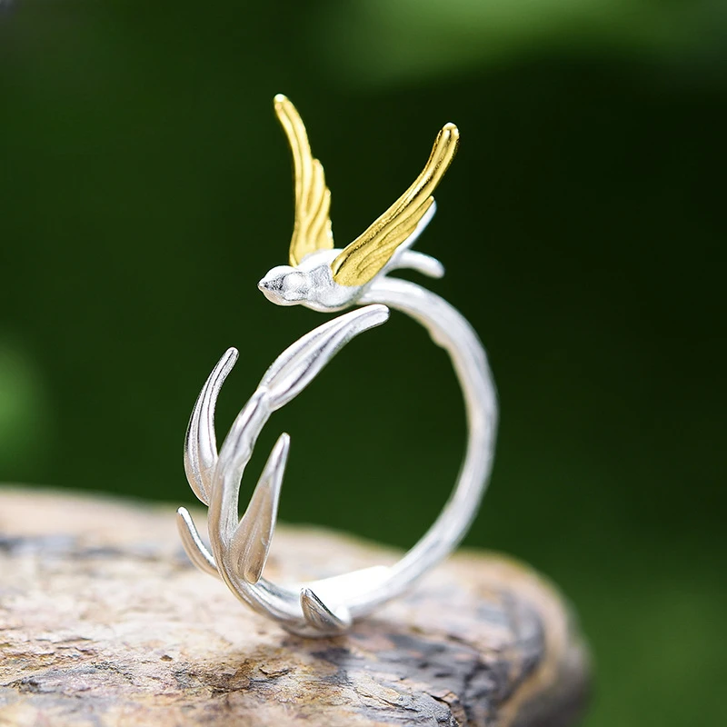 Little Fresh Ancient Style Fragrance Simplicity Light Luxury But Not Lacking in Design Sense Exquisite Spring Swallow Shape Ring