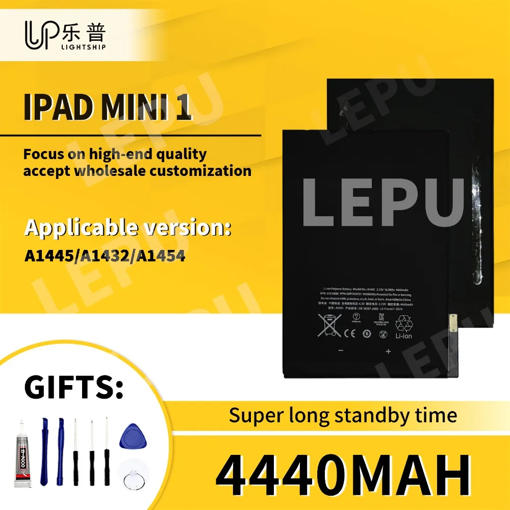 

Battery for Apple Ipad Mini 1 A1445 A1432 A1454 High Quality Original Battery with Free Tools Kit Pad MINI 1 Replacement Battery