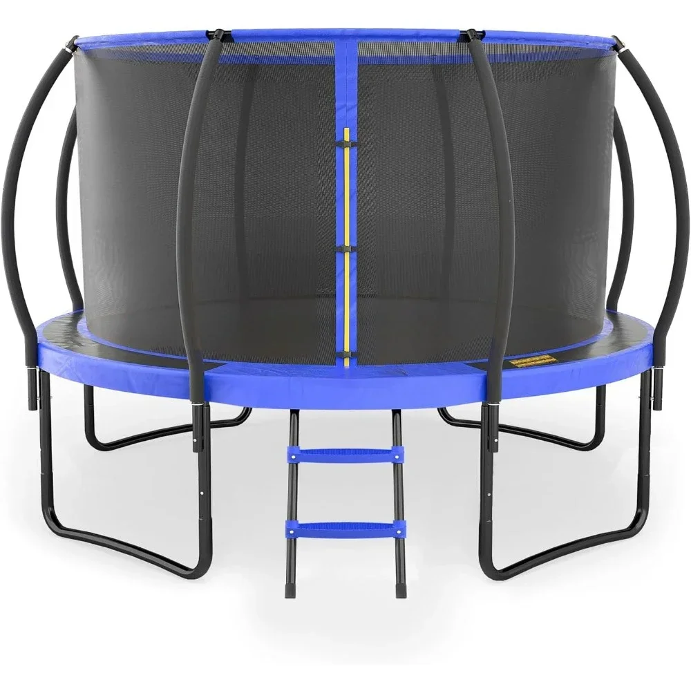 10FT Fence Trampoline with Ladder Leisure Trampoline - Curved Dry Design for Children and Adults Outdoor Trampoline