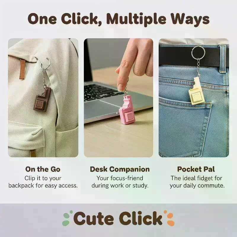3D Simulated Chocolate Keyboard Fidget Toy, Keyboard Fidget Keychain Keyboard Decompression Finger Clicker Toys Stress Relief
