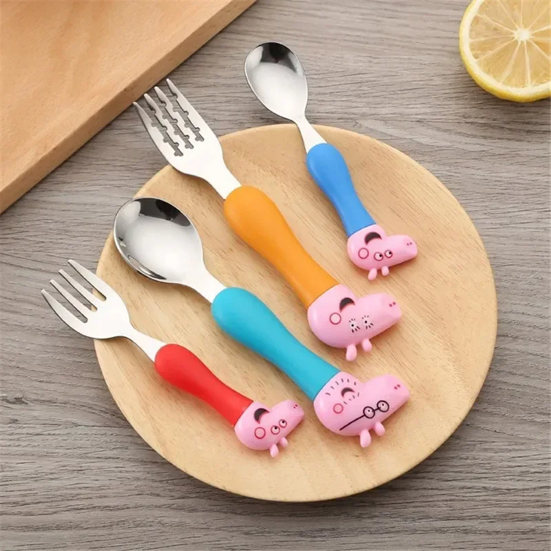 Cartoon Peppa Pig Tableware Fork Spoon George Pig Dad Mom Party Anime Figure Tableware Students Family Gift Toy Party Boys Gifts