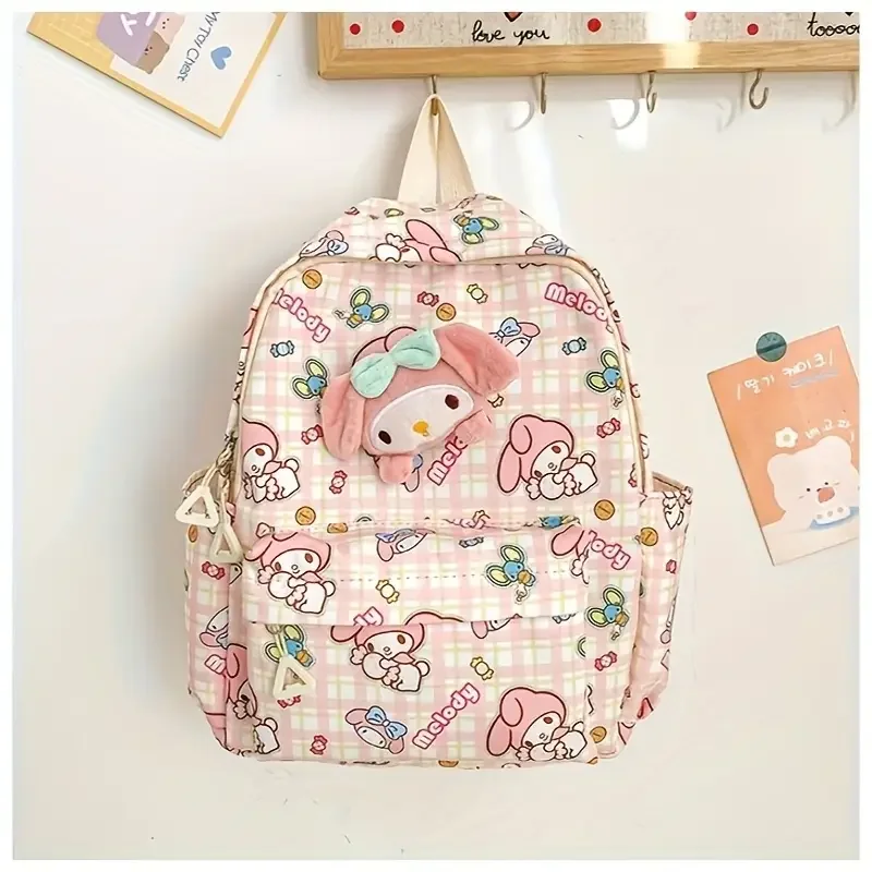 قطعة واحدة من حقيبة الظهر الوردية KT، أشرطة كتف قابلة للتعديل متعددة الطبقات، خفيفة الوزن وقابلة للطي، طباعة عشوائية للسفر اليومي