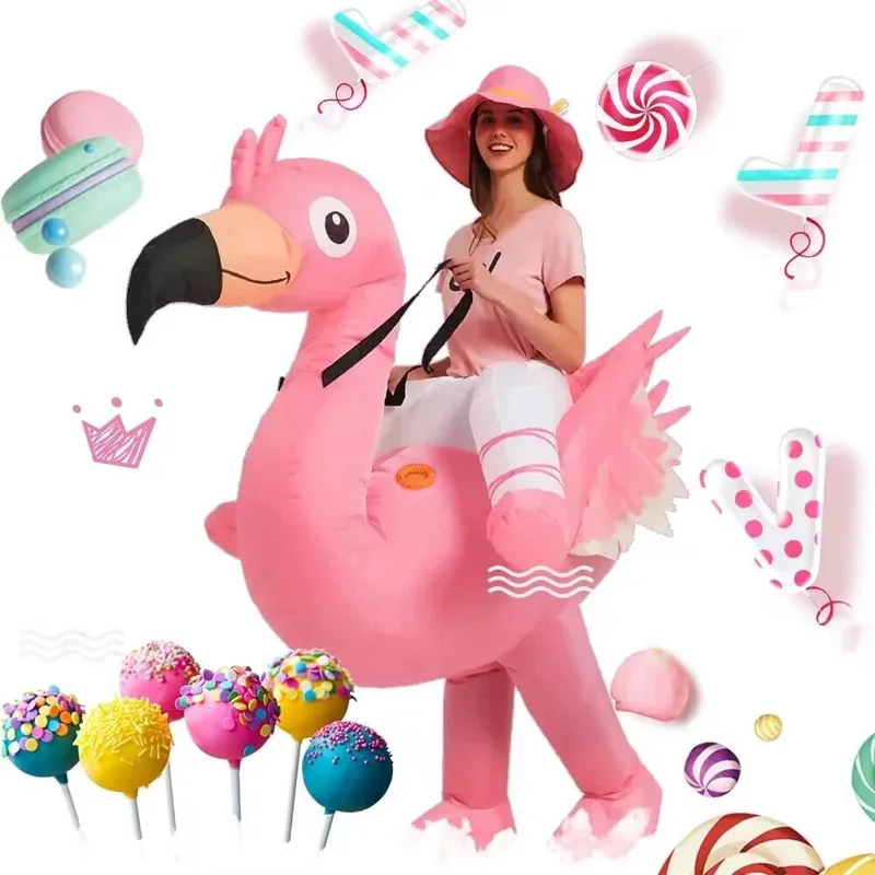

Flamingo Inflatable Costume Christms Mascot Halloween Costume for Women Adults Kids Cartoon Anime Mascot Cosplay for Party
