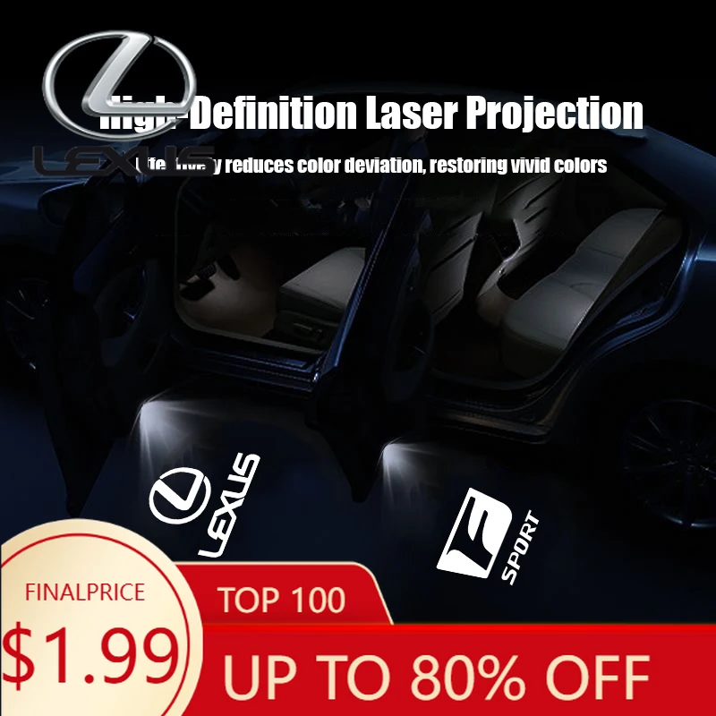 

Interior Mouldings 2Pcs Car Door Projector Lamps Welcome Lights Accessories For Lexus F SPORT IS250 IS200 CT200h GS300 LS430 RX4