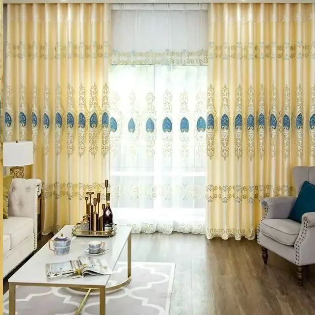 Custom Chenille Embroidery Valance European Luxury Curtains for Living Room Bedroom Villa Window Blackout Elegant Decor Tulle