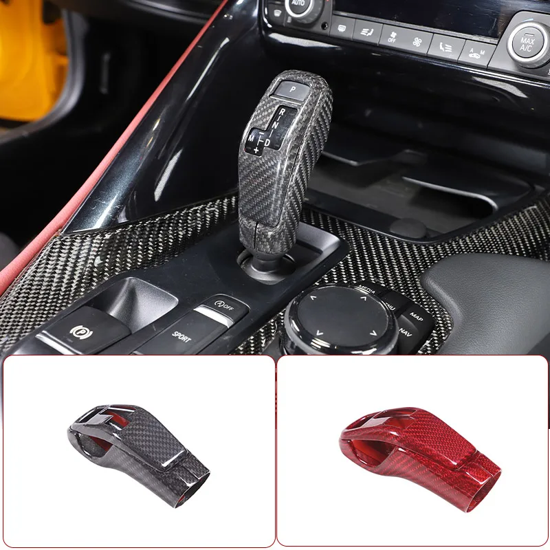 

Real Carbon Fiber Car Shift Head Protective Cover Decorative Sticker For Toyota GR Supra A90 2019-2022 Car Interior Accessories