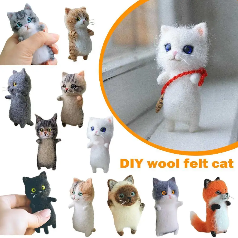 

Felt Kitten Toys DIY Material Kit Handmade Knitted Products Creative Animal Wool Felt Doll Hands-on Ability Children's Gift