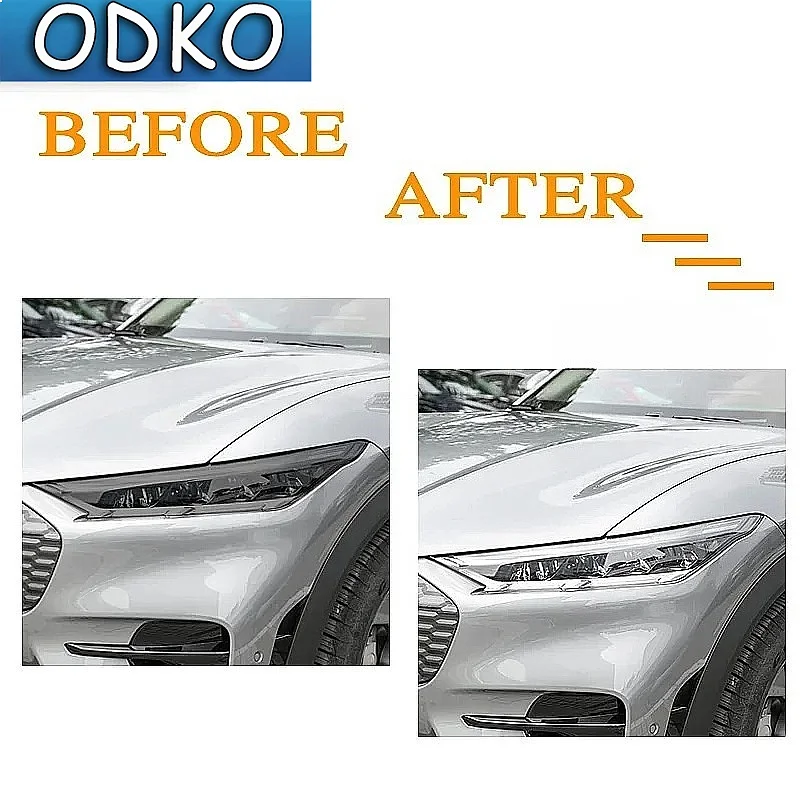 2 Pcs Car Headlight Protective Film Front Light Transparent Smoked Black TPU Sticker For Ford Mustang Mach E 2021 2022