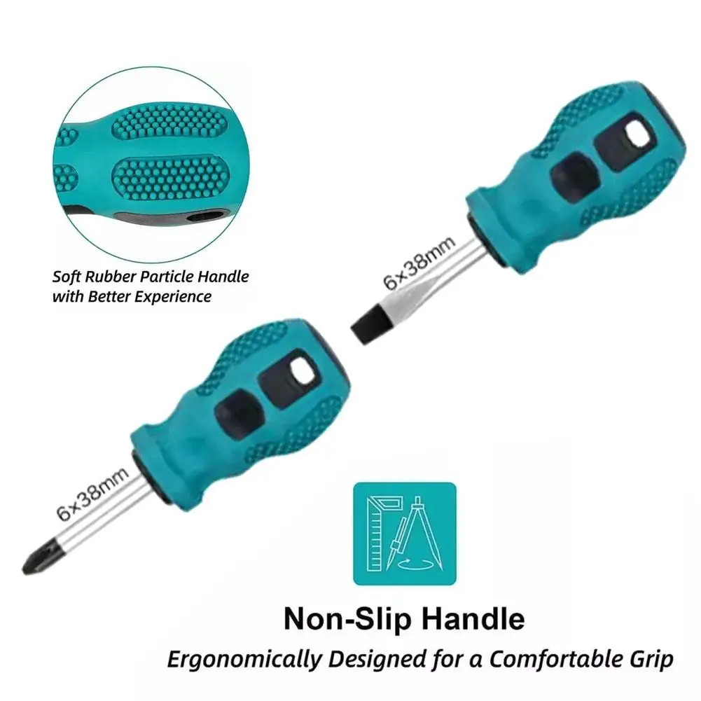 Screwdriver Set With Rubber Anti Slip Handle Short Handle Multi-function Phillips /Slotted-screwdriver Manual Tools