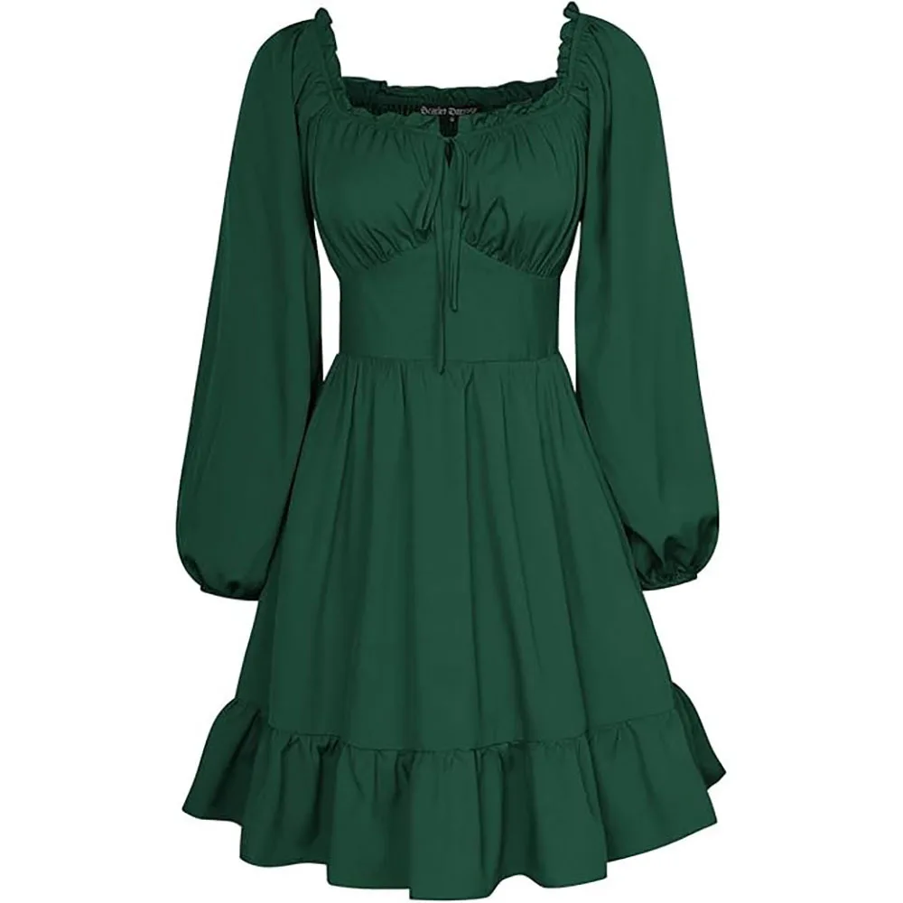 Medieval Retro Cosplay Dress Vintage Renaissance Victorian Ball Gown Elegant High Waist Princess Dresses for Women Gothic Dress