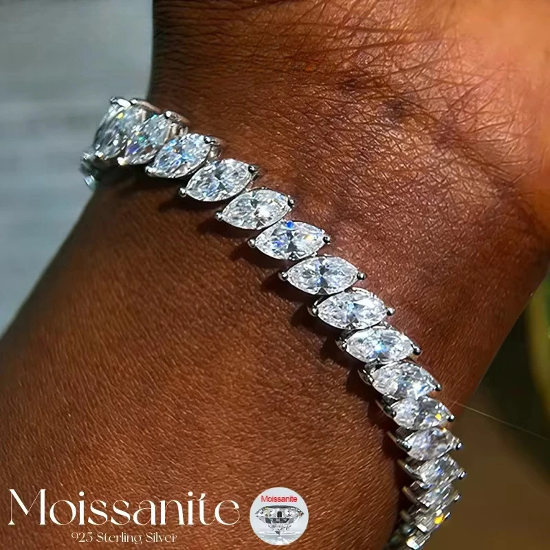FCGJHW Marquise Moissanite Tennis Bracelets 100% S925 Silver for Women Diamond Hand Chain Luxury Gifts Fine Jewelry 2026