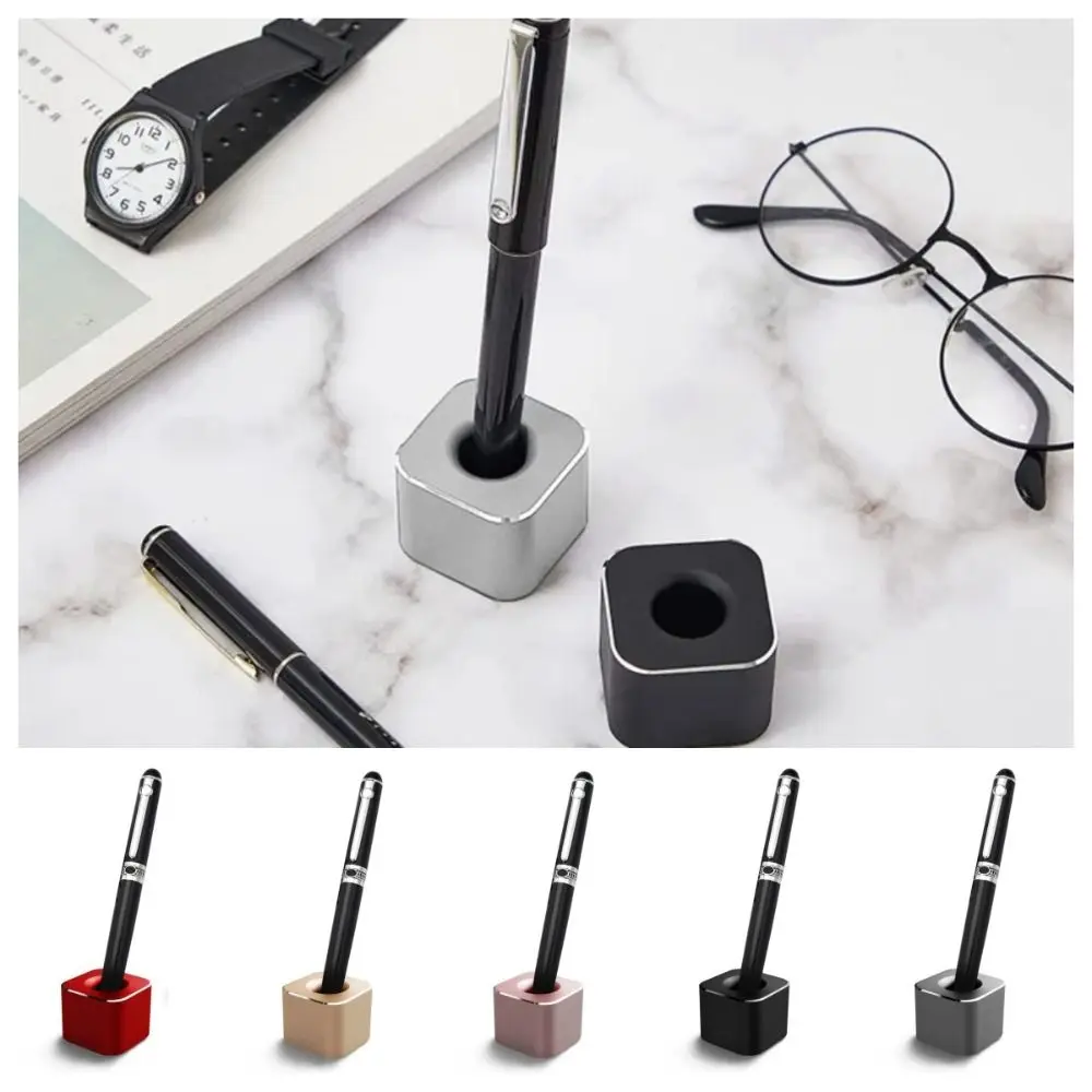 

Square Pen Holder Portable Classic Fashion Pencil Slot Multifunctional Aluminum Alloy Desktop Ornament Bathroom